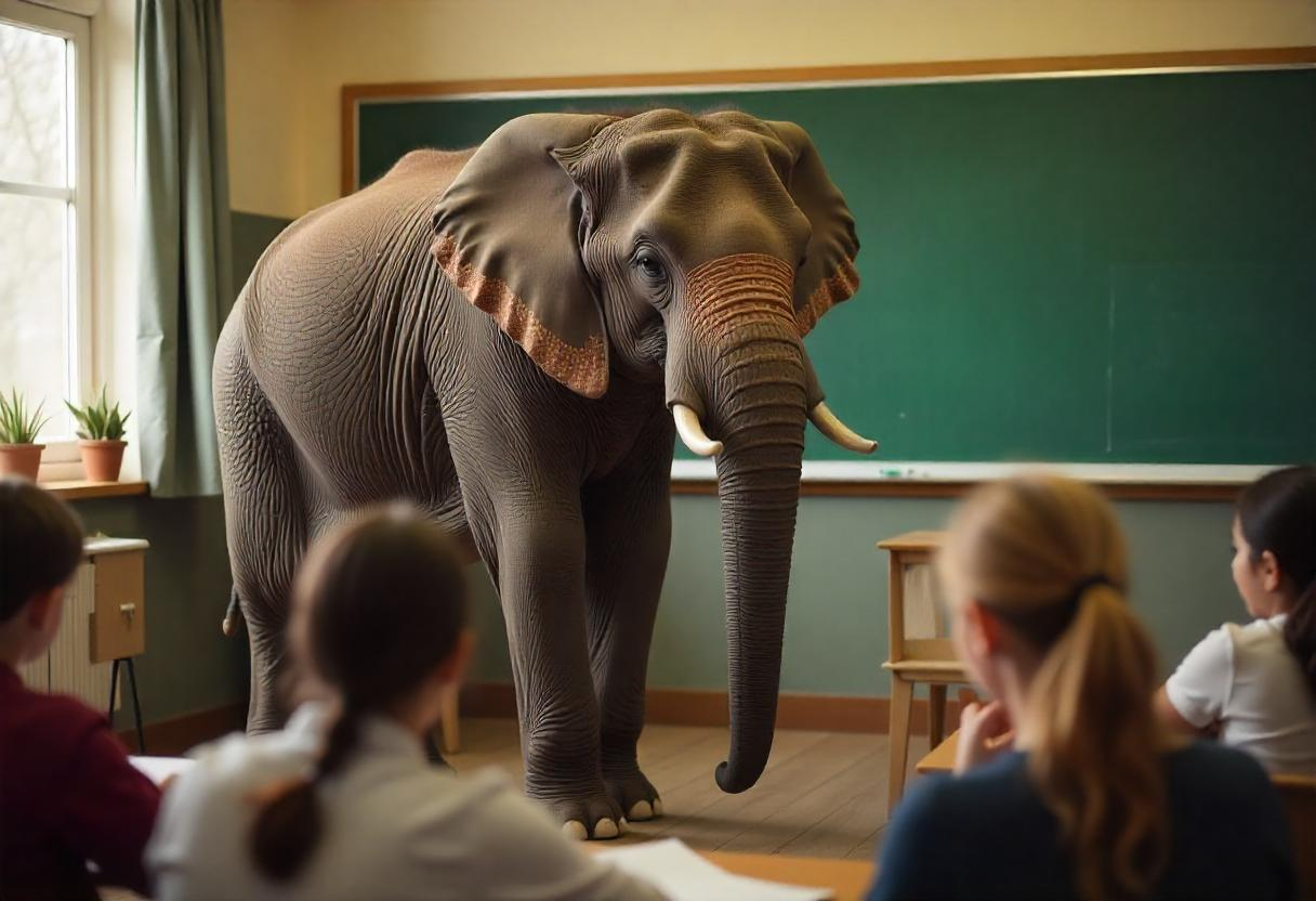 Het elimineren van een olifant in het klaslokaal